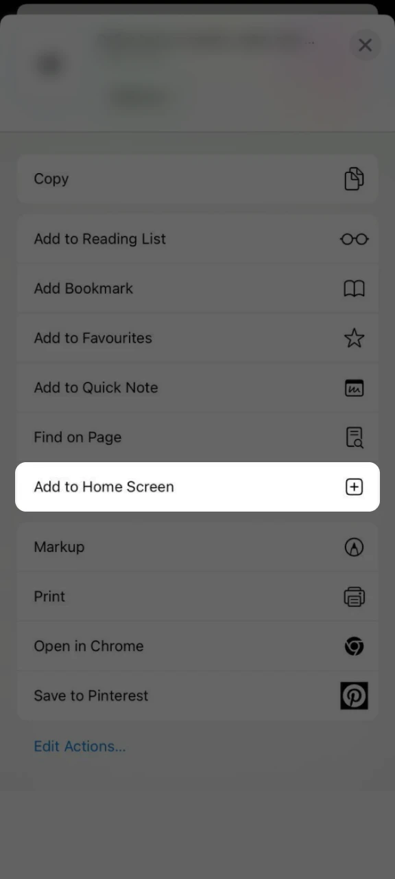 Add the Winz shortcut to the home screen.