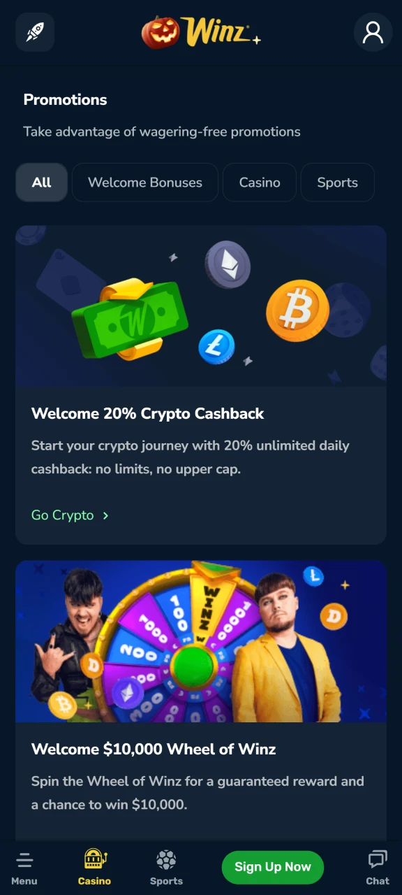 Check out the bonuses for Winz players.