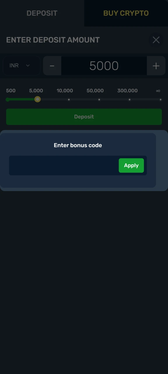 Enter the bonus code in the special field on the Winz website.