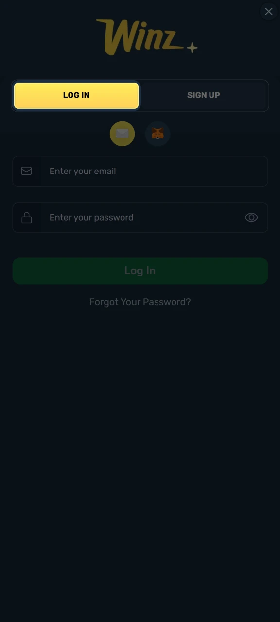 Click Log In to enter your Winz credentials.