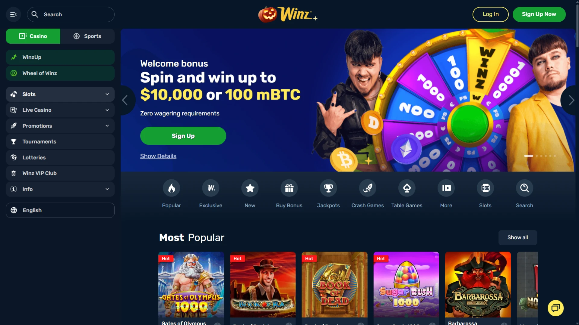 Enjoy playing and betting on the official Winz website.