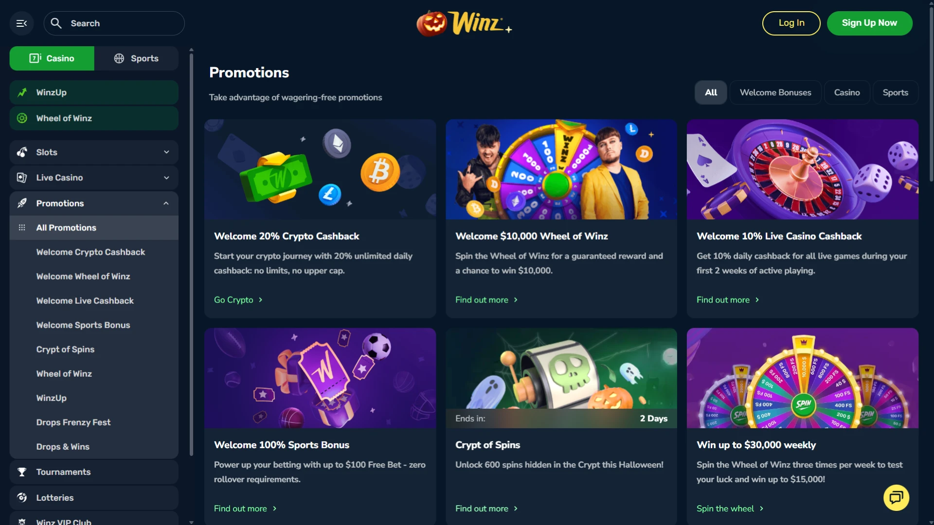 Winz offers its players a variety of exclusive promotions.