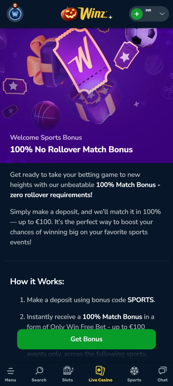 Check out the bonus terms and conditions on the WInz website.