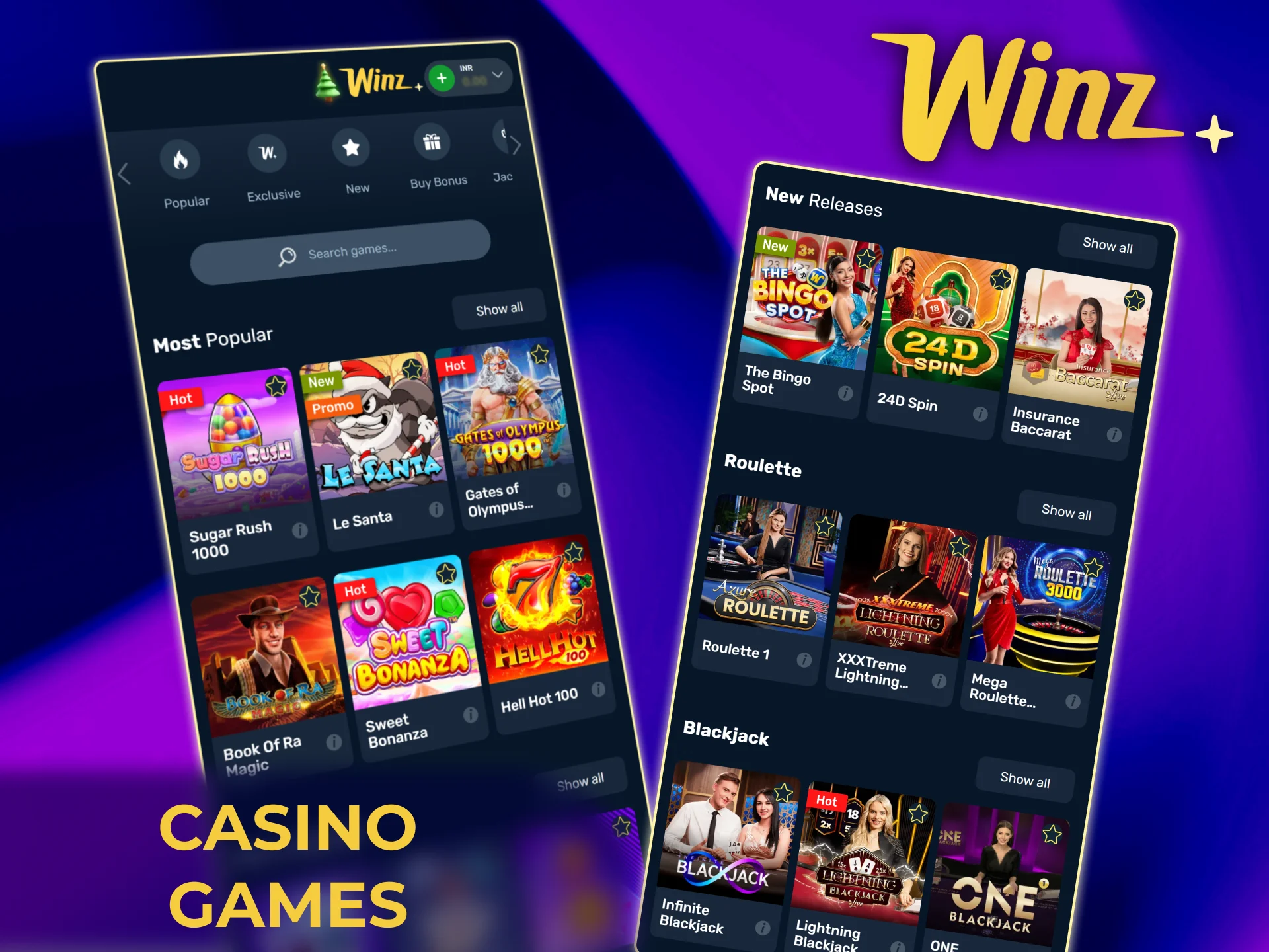 Play thousands of mobile-friendly casino games on the official Winz app.