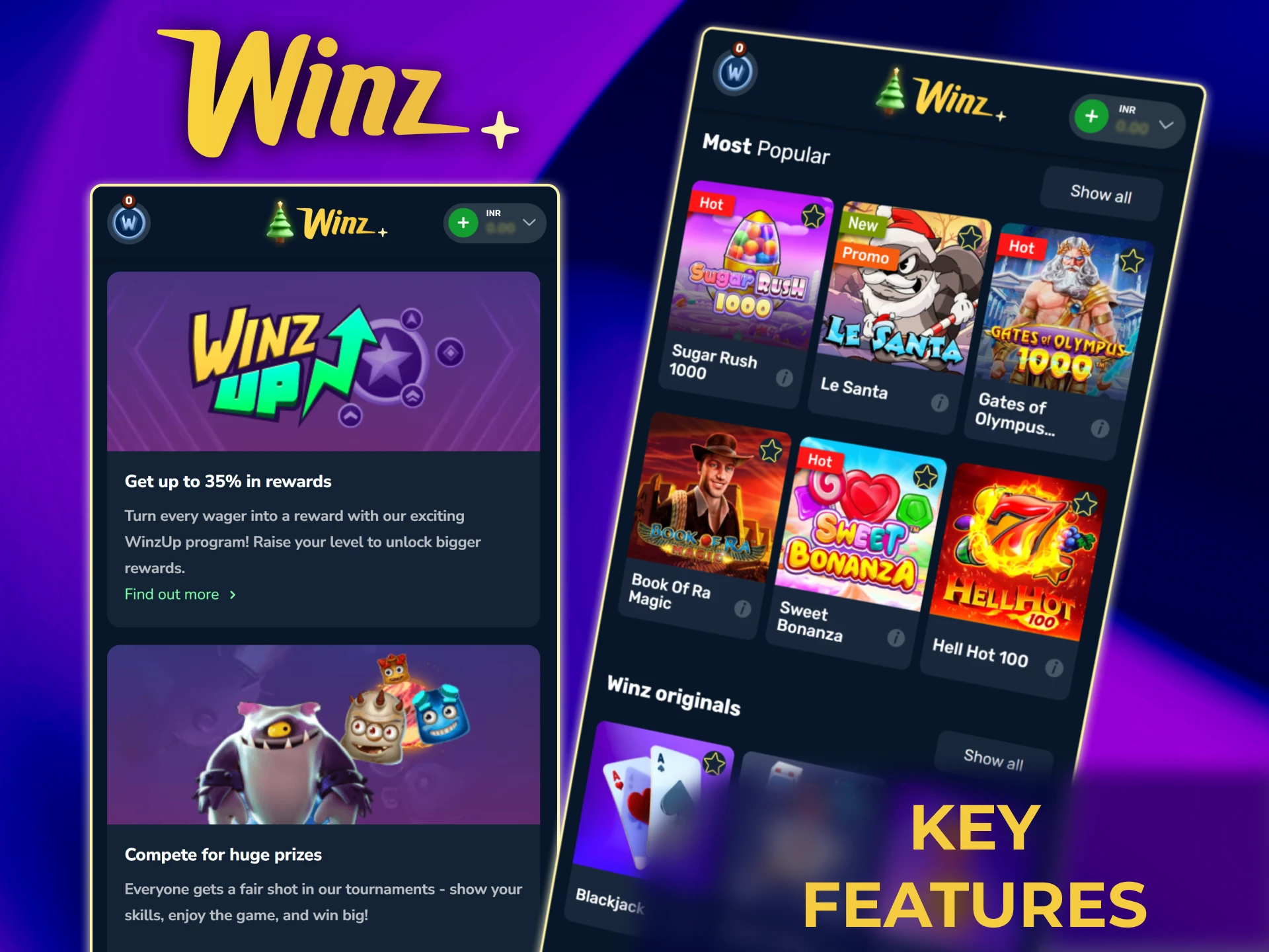 Explore Winz mobile app with sports bets, casino games, and fast payouts.