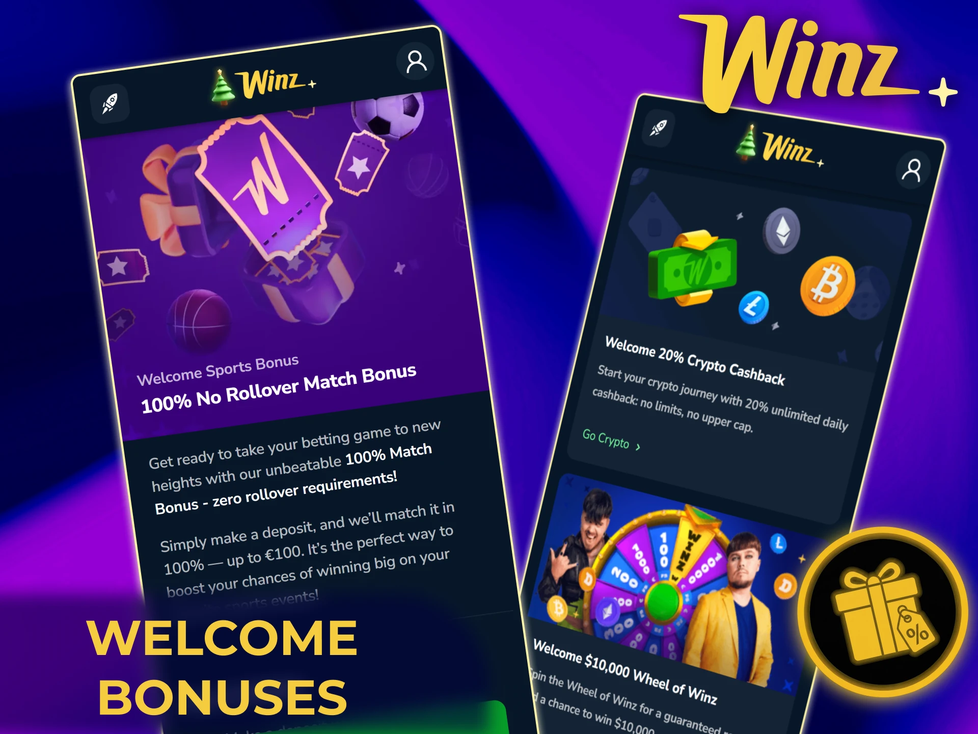 Claim welcome bonuses on the official Winz app for sports and casino.