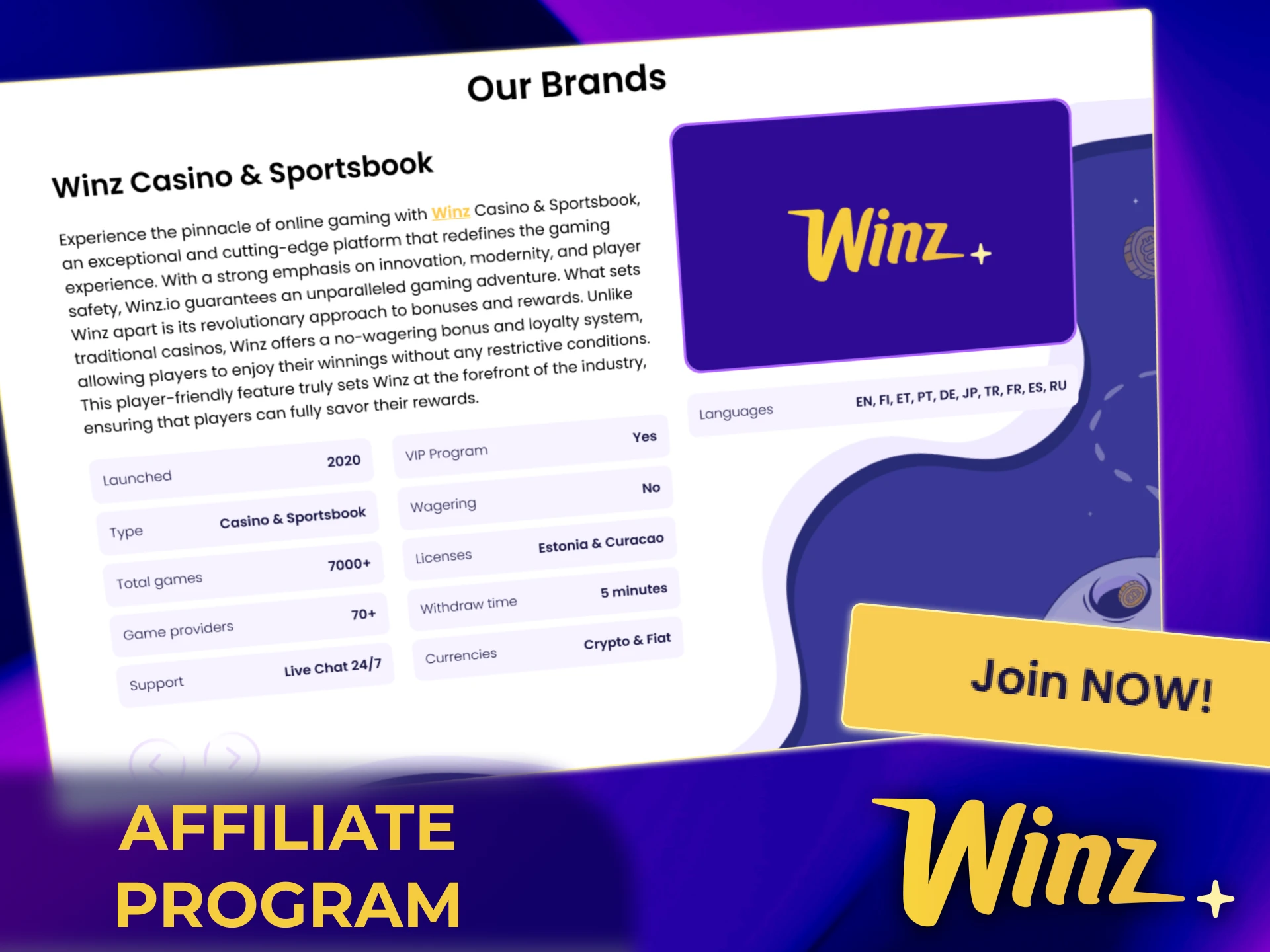 Join the official Winz India affiliate program to earn revenue and track referrals.