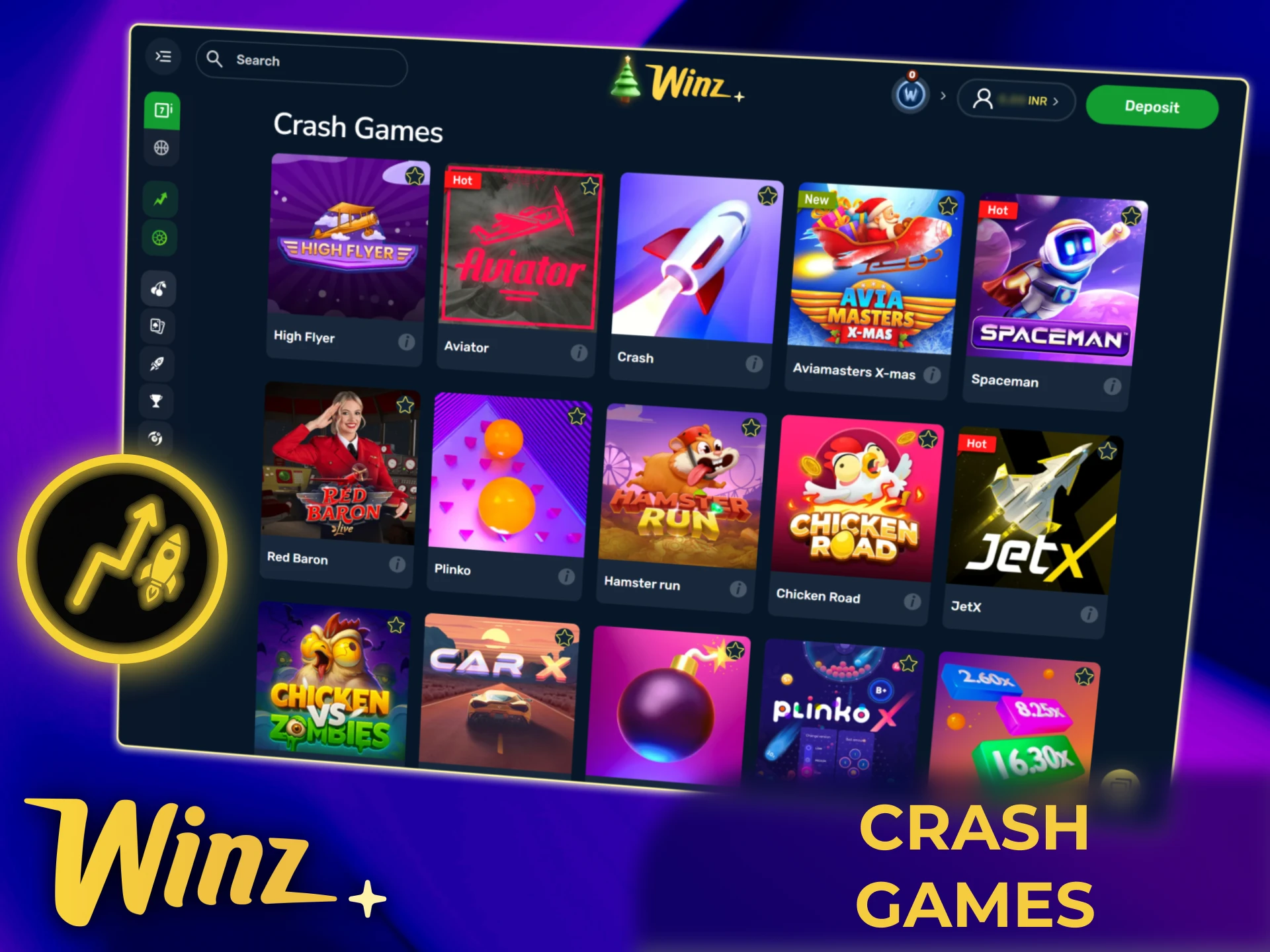 Enjoy fast crash games like Aviator and JetX with secure cashouts on Winz India.