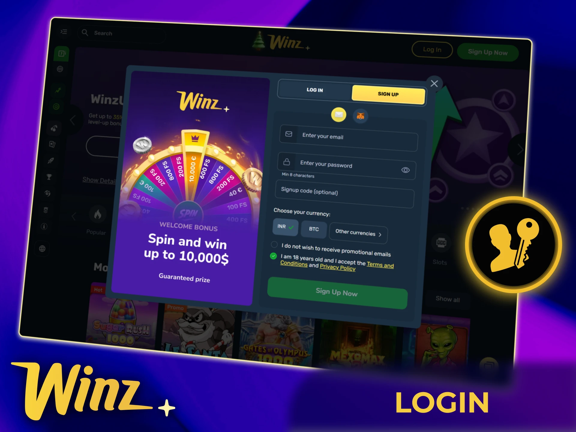 Complete the quick registration on Winz India to access bets, casino games, and bonuses securely.