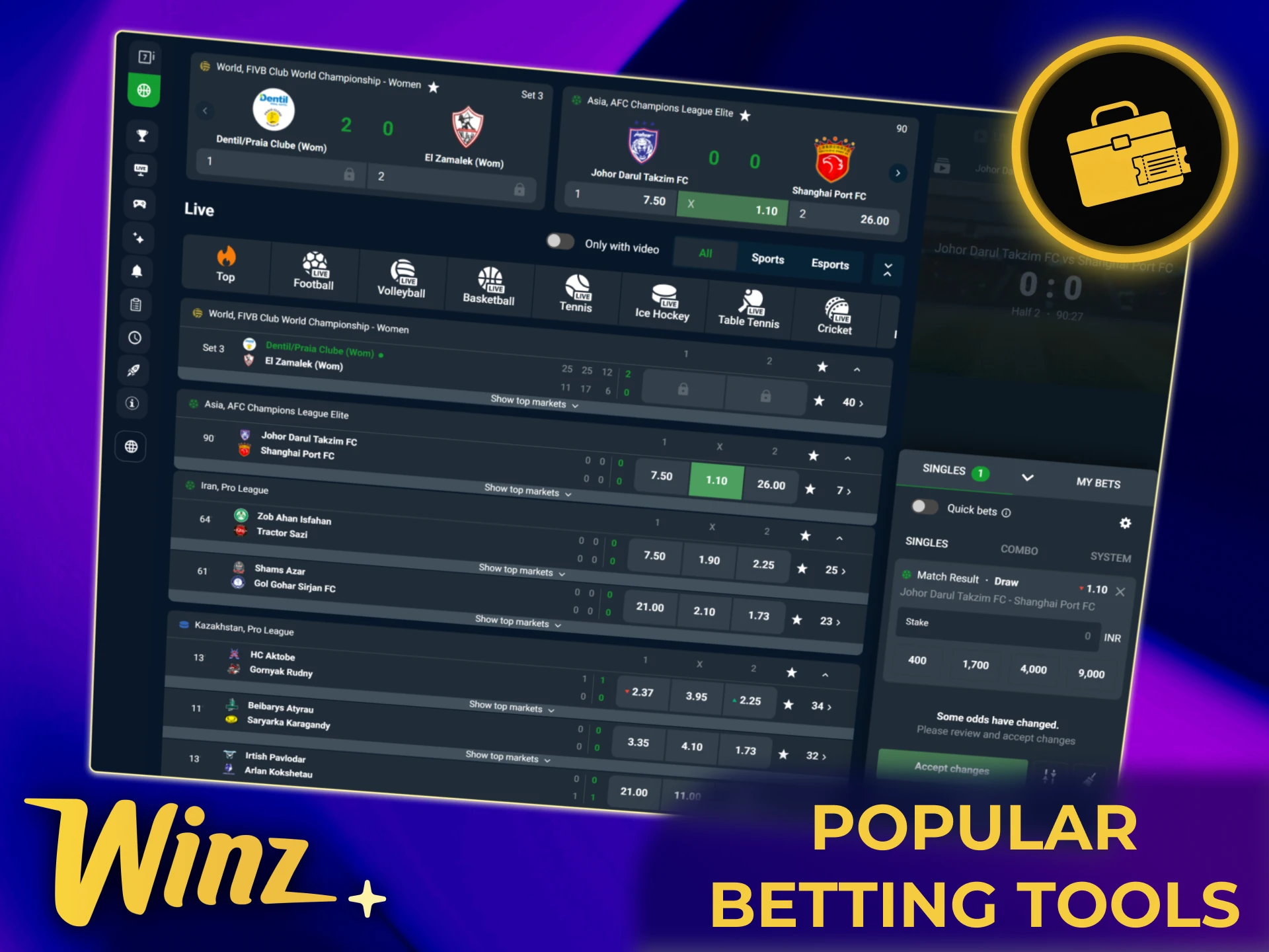 Use Winz India betting tools like cashout, prematch, and multi-live for control.