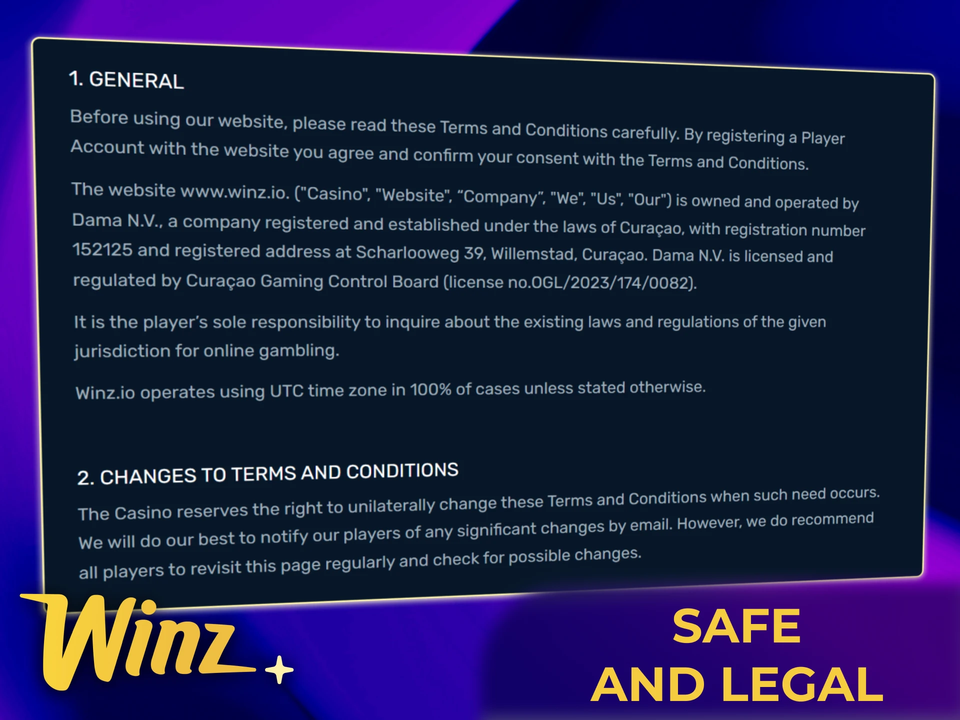 Winz India operates legally with Curaçao license and ensures secure KYC and payments.