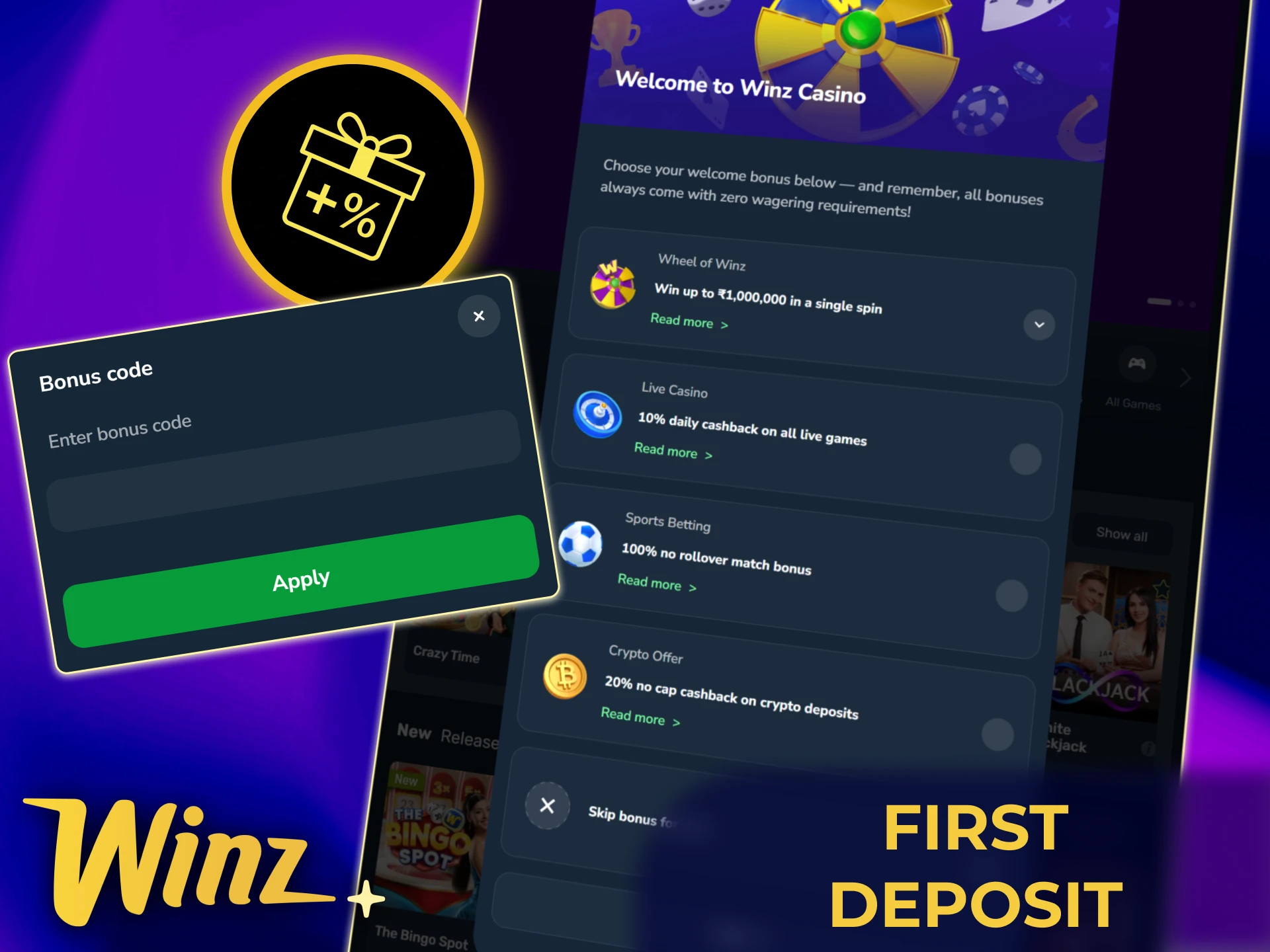 Claim the Winz first deposit sports bonus for Indian players today.