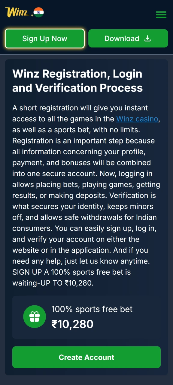 Start the registration process on the Winz website.