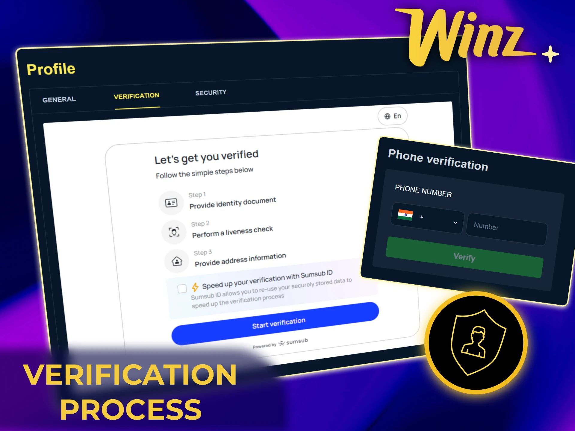 Verify your Winz account by submitting ID and proof of address.