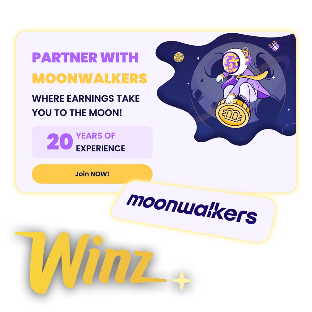 Join the official Moonwalkers affiliate program to promote Winz and earn high commissions.