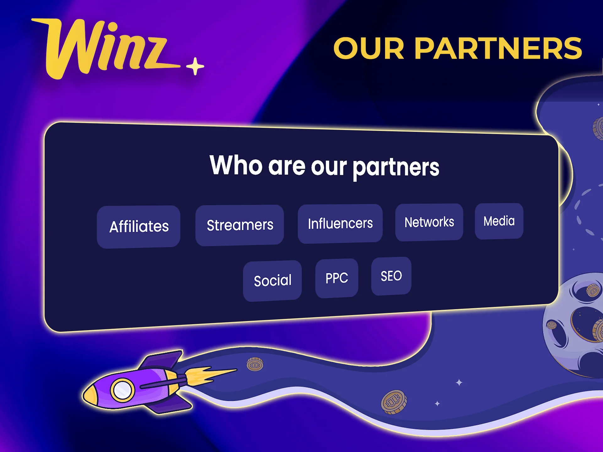 Information on the diverse types of webmasters and influencers who collaborate with Moonwalkers.