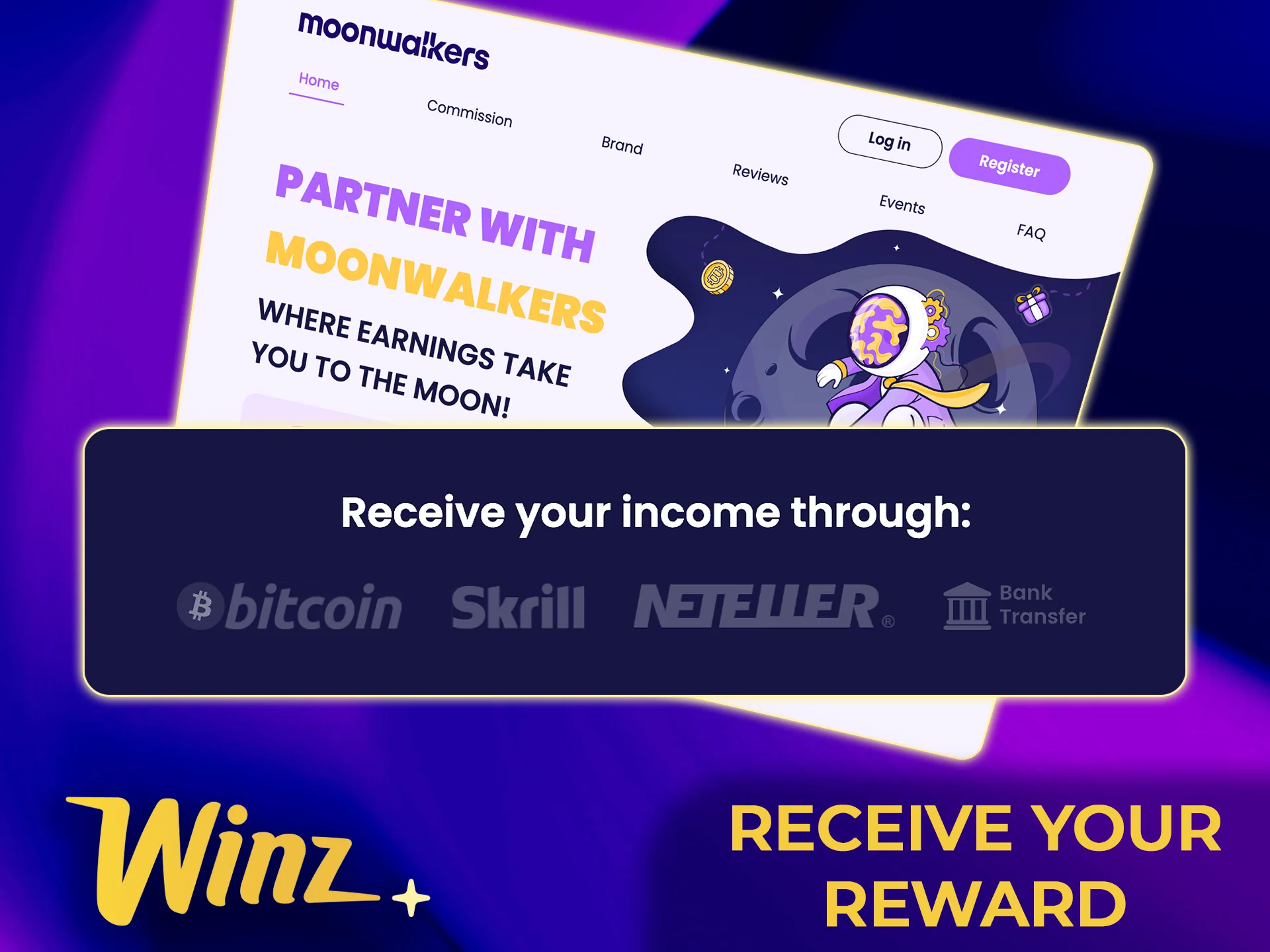 Learn how to earn and collect your affiliate rewards through the Moonwalkers partnership.