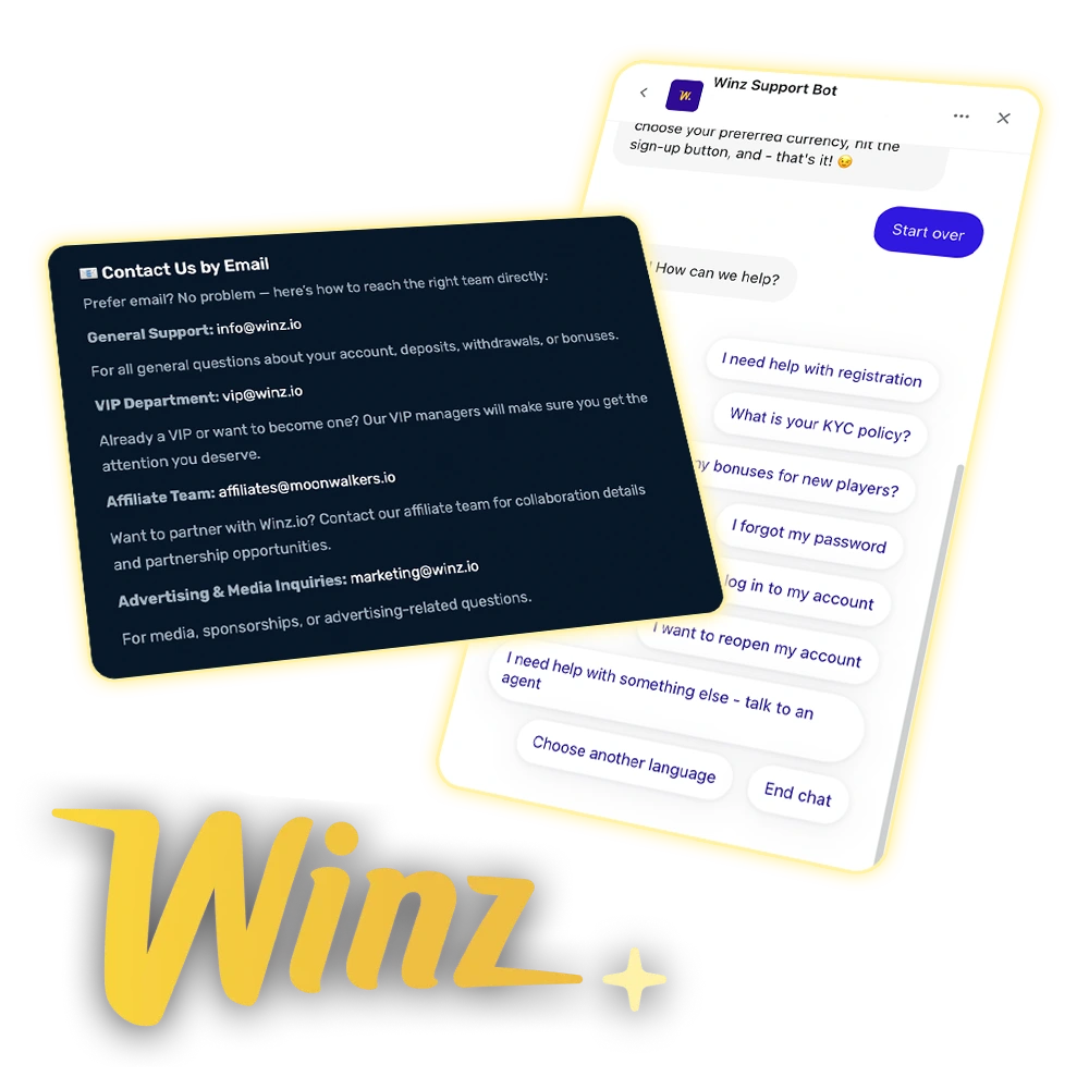 Access 24/7 professional assistance and live chat tailored for Indian users on the Winz platform.