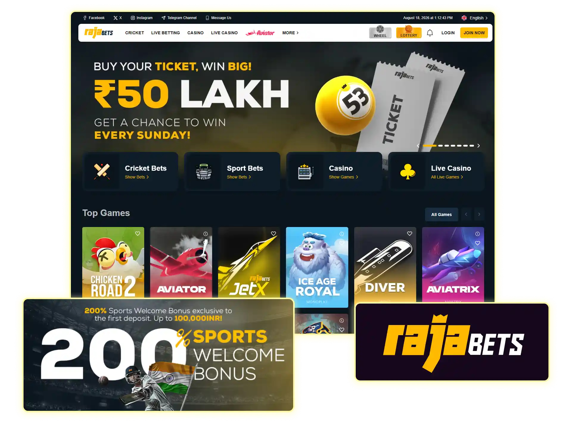 Enjoy Rajabets betting while Winz is unaviable.